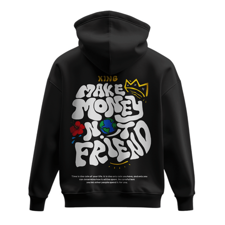 Oversized Hoodie Black "Make Money Not Friend"